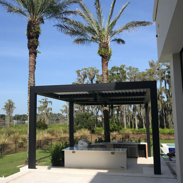 pergola in backyard of home